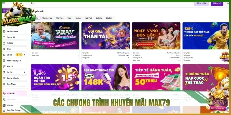 Các chương trình khuyến mãi Max79 