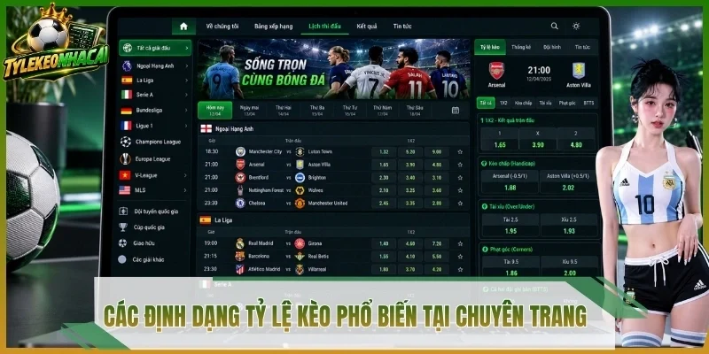 Các định dạng tỷ lệ kèo phổ biến tại chuyên trang