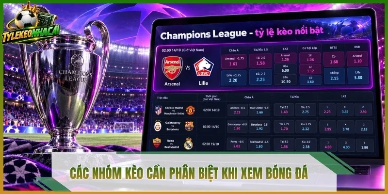 Các nhóm kèo cần phân biệt khi xem bóng đá