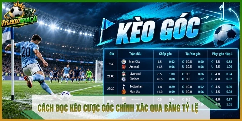 Cách đọc kèo cược góc chính xác qua bảng tỷ lệ