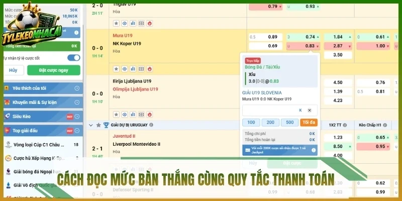 Cách đọc mức bàn thắng cùng quy tắc thanh toán