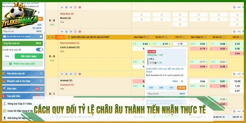 Cách quy đổi tỷ lệ châu Âu thành tiền nhận thực tế