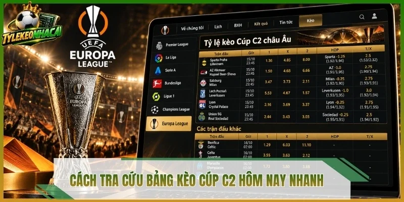 Cách tra cứu bảng kèo Cúp C2 hôm nay nhanh 