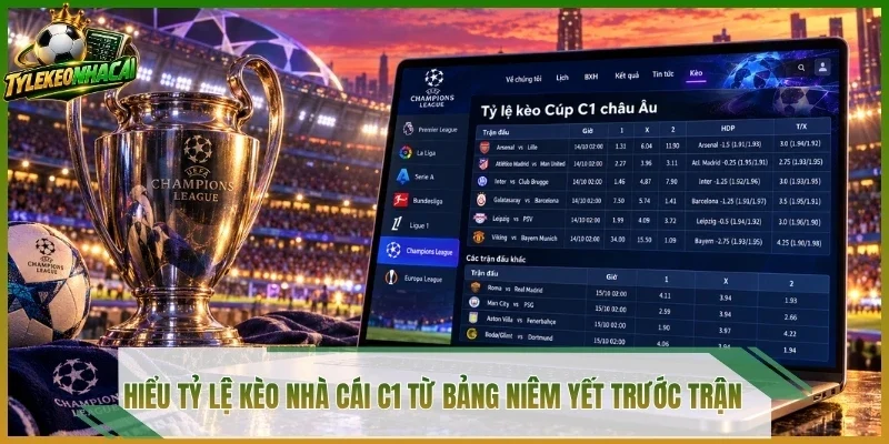 Hiểu tỷ lệ kèo nhà cái C1 từ bảng niêm yết trước trận