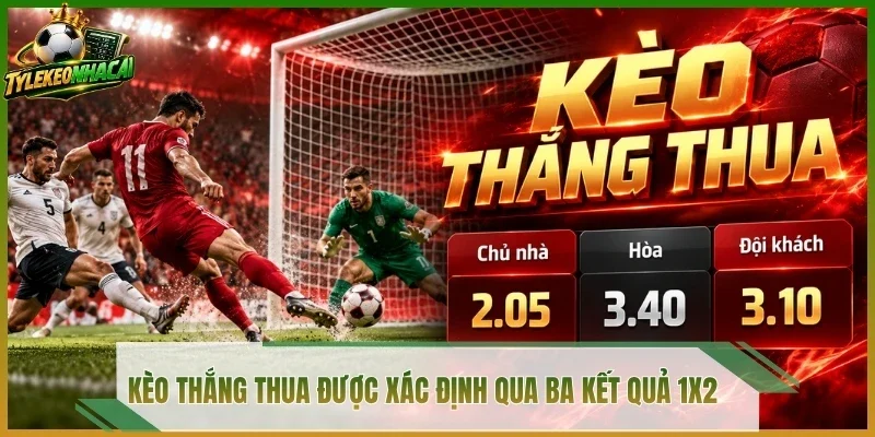 Kèo thắng thua được xác định qua ba kết quả 1X2 