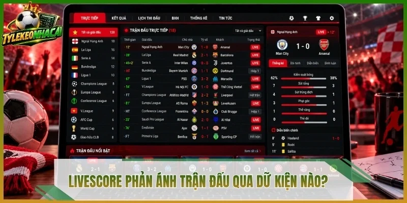 Livescore phản ánh trận đấu qua dữ kiện nào?