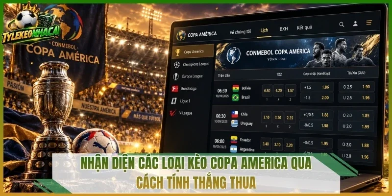 Nhận diện các loại kèo Copa America qua cách tính thắng thua
