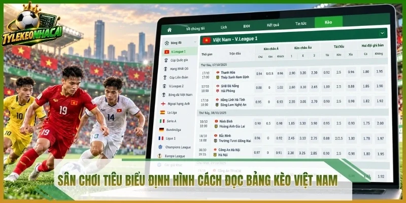 Sân chơi tiêu biểu định hình cách đọc bảng kèo Việt Nam